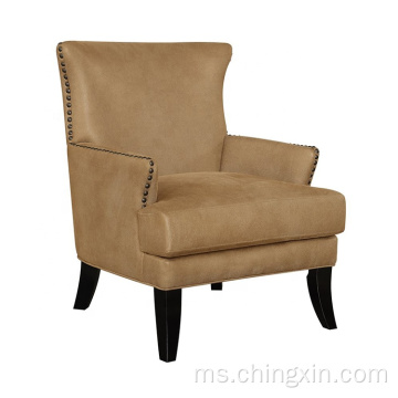 Borong Nail Head Light Brown PU Chair